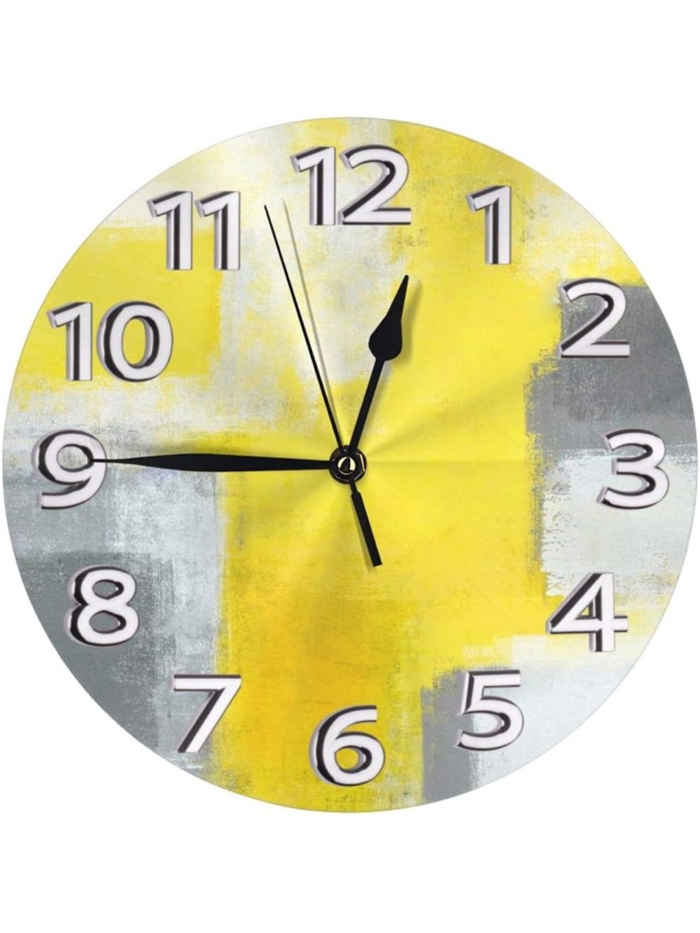 Grey and Yellow Abstract Art Painting White Wall Clock